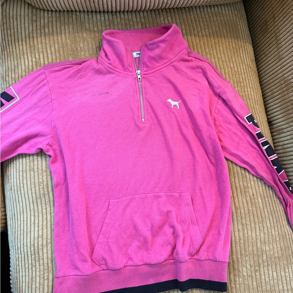 PINK Victoria's Secret Hot Pink Zip Pullover